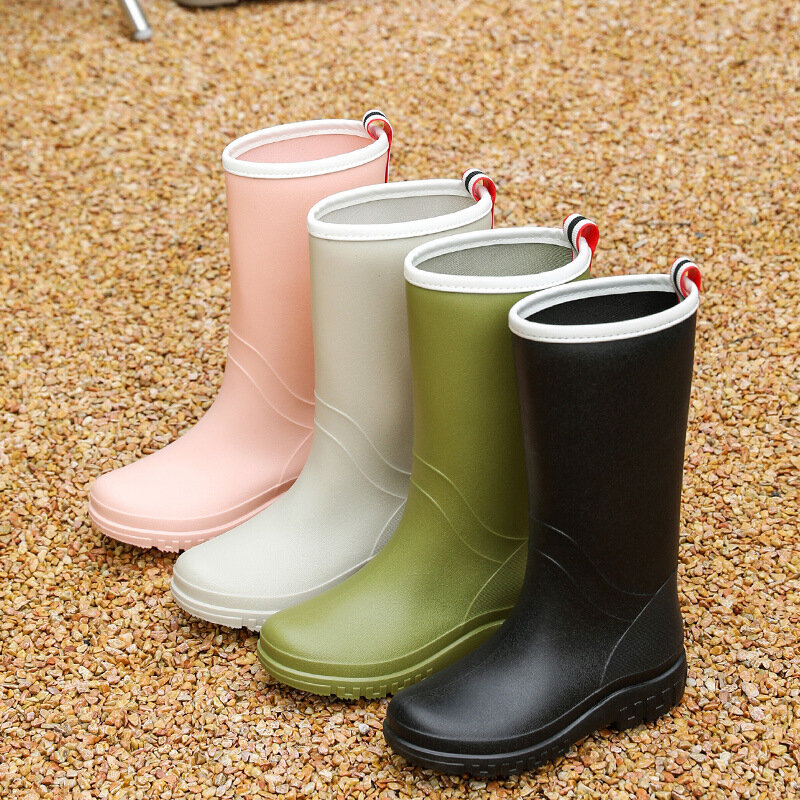 รองเท้าบูทยางยาวครึ่งน่องสำหรับผู้หญิงรองเท้ากันฝนกันน้ำรองเท้าลุยน้ำรองเท้าบูทหน้าฝนสำหรับทำงานสวน