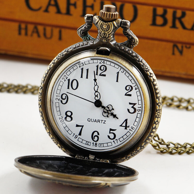 Jam tangan Quartz bergaya antik istimewa dengan liontin kalung jam tangan saku kualitas tinggi untuk pria dan wanita dengan rantai Fob