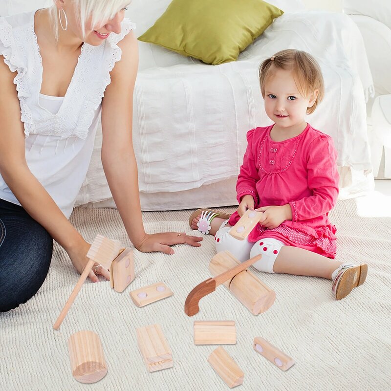 สับไม้ของเล่นจำลอง Chop ฟืนเกมไม้ Montessori ของเล่น Playset วันเกิดคริสต์มาสของขวัญสำหรับเด็กวัยหัดเดินเด็ก