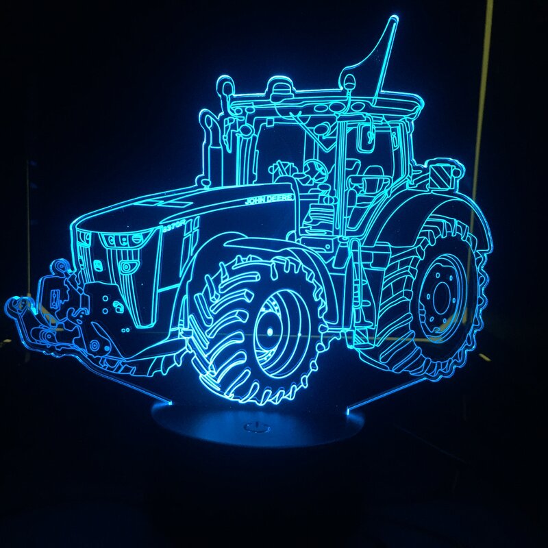 Tractor viene con luz de 7 colores para coche, lámpara de decoración del hogar, increíble visualización óptica 3D, luz LED nocturna dinámica, envío directo