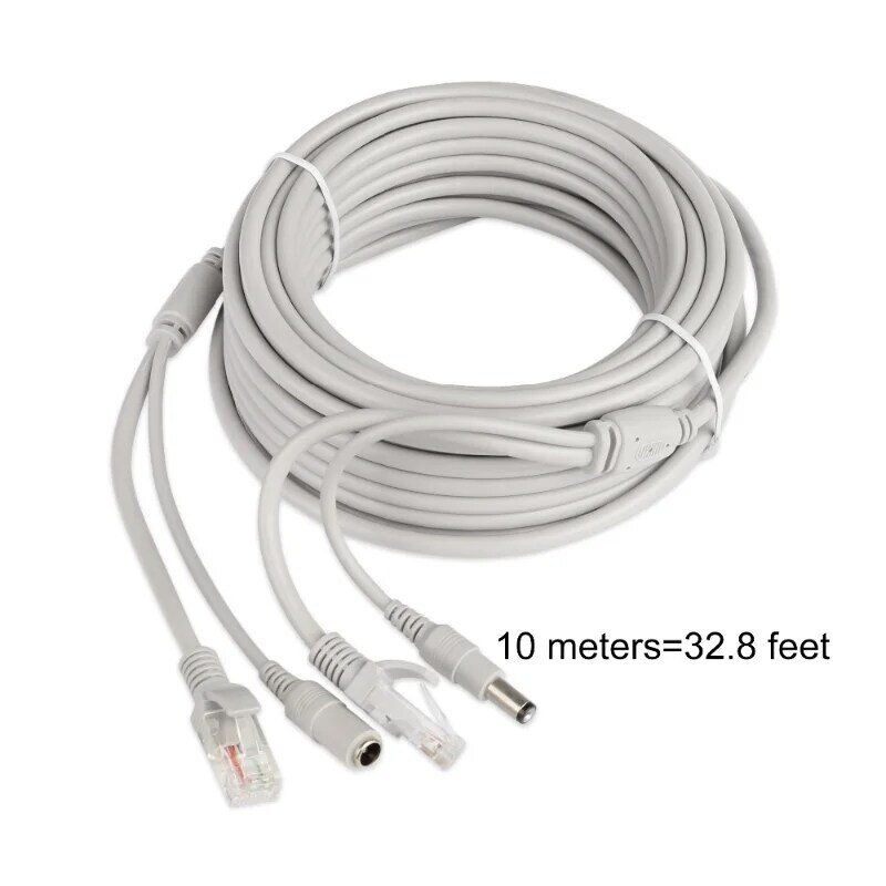 ESCAM-Cable de alimentación Lan de 30m/20m/15m/10m/5m, RJ45 + DC 12V, Cables de red para cámara IP de red CCTV