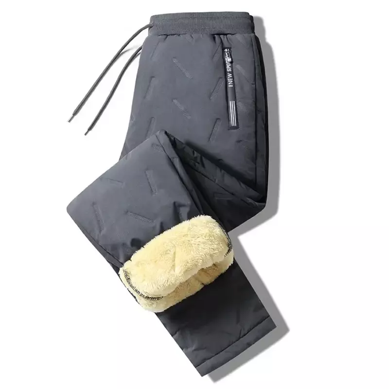2024 męskie ciepłe spodnie zimowe luźne spodnie sportowe męskie z polaru jagnięcego grubsze długie spodnie jednokolorowy ciepły spodnie bawełniane dla mężczyzn L-7XL