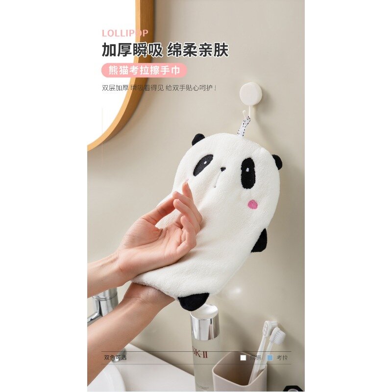 Toalla de mano de Panda de dibujos animados para niños, paño de manos de terciopelo Coral, absorción de agua, secado rápido, suministro de cocina y baño