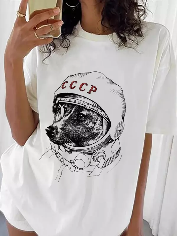 T Shirt pakaian wanita imut anjing Kawaii T-shirt print huruf atasan leher bulat nyaman kasual menyenangkan musim panas hadiah wanita