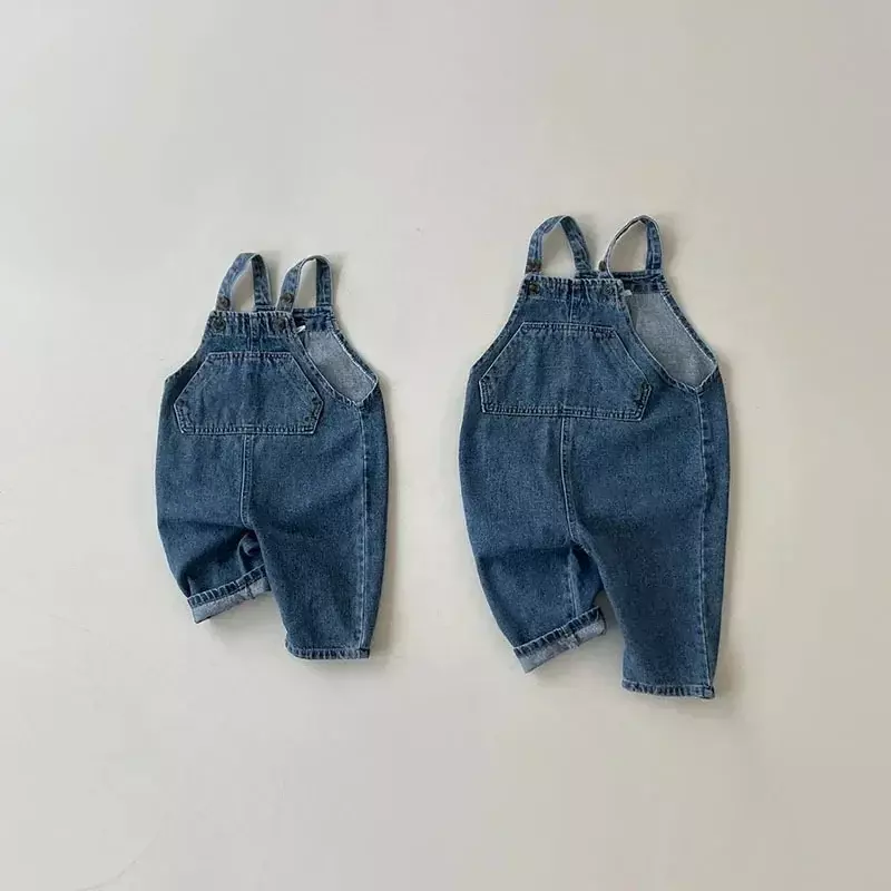 Autumn Korean Baby Pant Infant Denim Overalls Girls Sleeveless Jumpsuit Soft Cotton Newborn Jeans Suspender Kids Boy Casual Pant