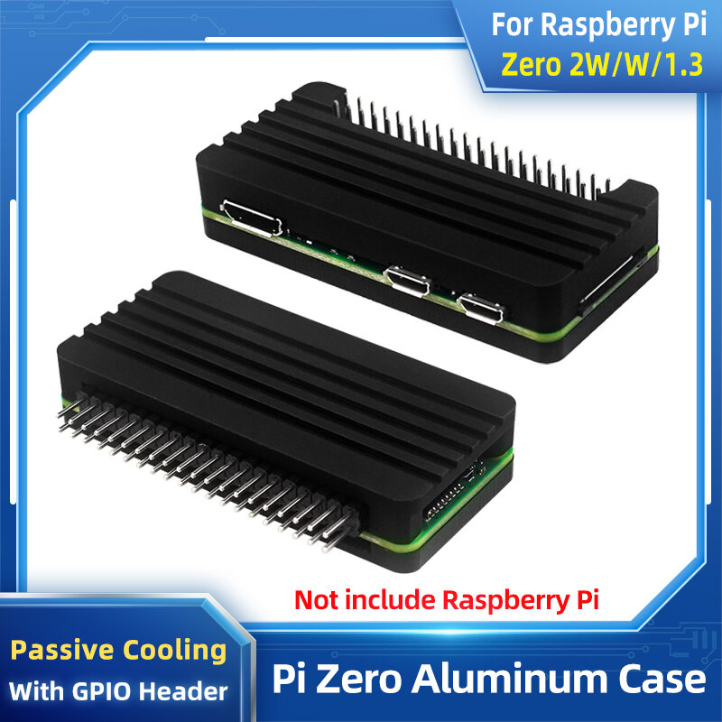 Raspberry Pi Zero 2 W 알루미늄 케이스, CNC 아머드 쉘, 방열판 GPIO 헤더 패시브 냉각 케이스, Pi Zero 2 W/W, 1.3