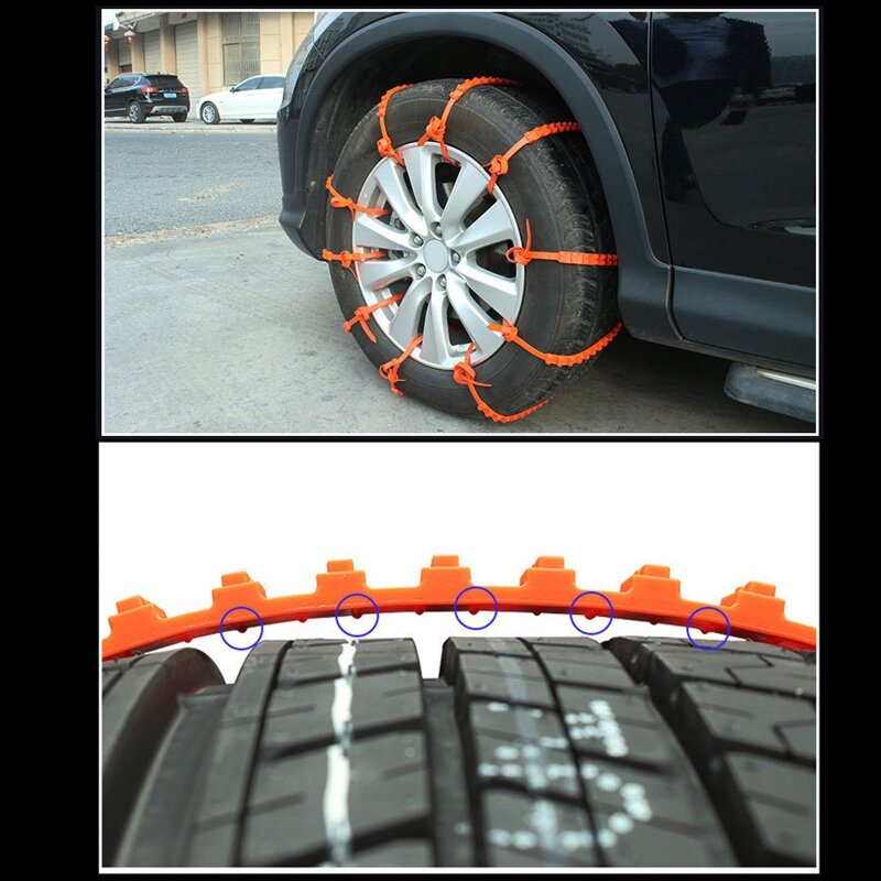 10 pçs correntes antiderrapantes inverno para carro neve lama roda pneu engrossado pneu tendão lx0e