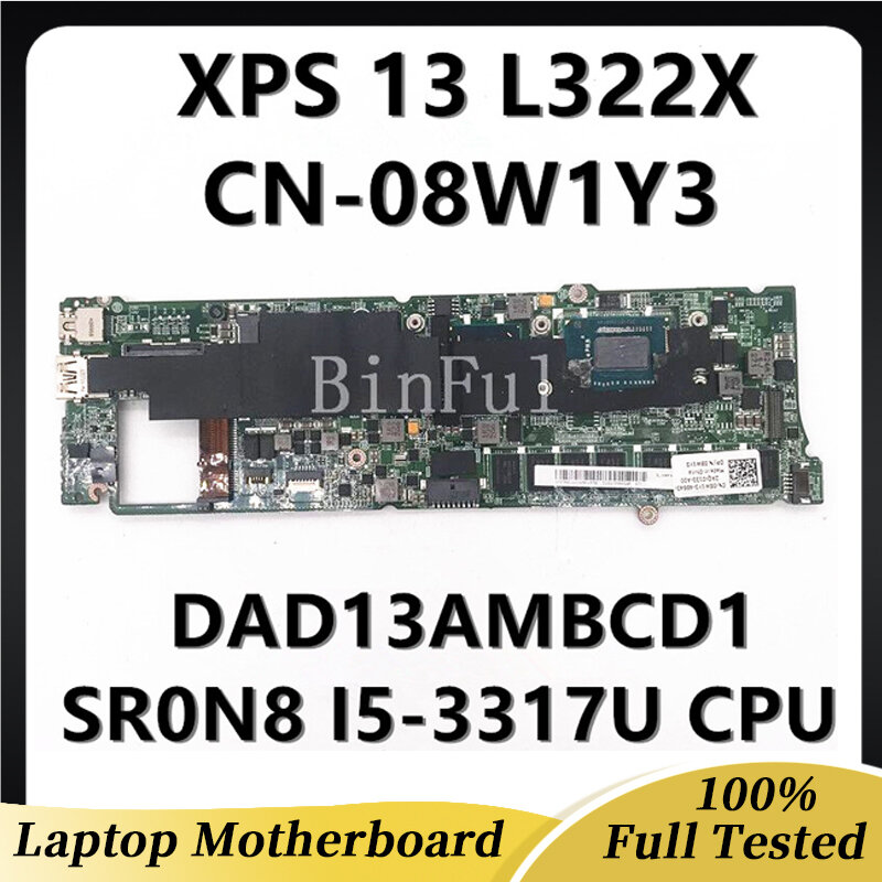 CN-08W1Y3 08W1Y3 8W1Y3 메인 보드 DELL XPS 13 L322X DAD13AMBCD1 노트북 마더 보드 SR0N8 I5-3317U CPU 100% 잘 작동