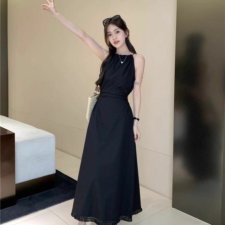 Vestido largo ajustado con tirantes para mujer, prenda con diseño ahuecado a la moda, edición coreana, primavera y verano, 2024