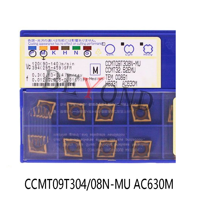 CCMT09T308N-MU CCMT09T304N-MU AC630M Inserts 100% carbure d’origine CCMT09T308 CCMT09T308 CCMT09T304 CNC Cutter pour acier inoxydable