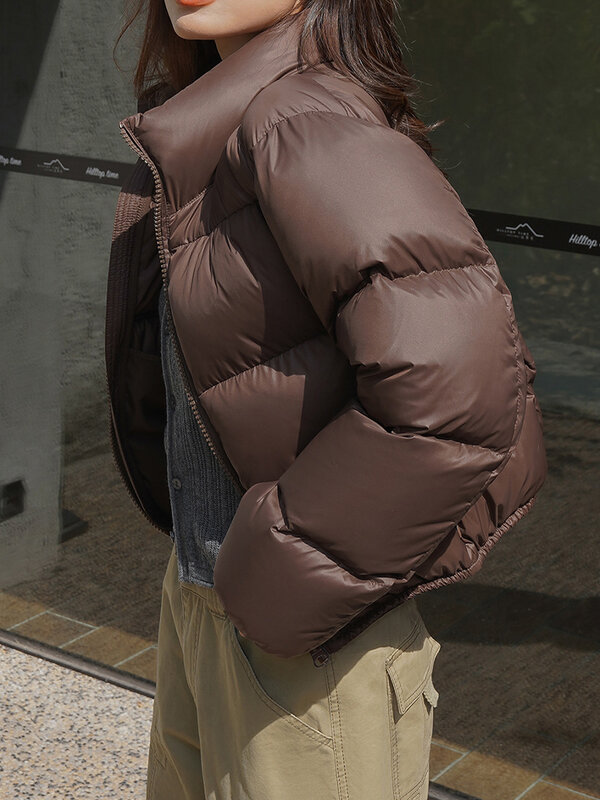 Куртка женская короткая пуховая с воротником-стойкой, на осень/зиму