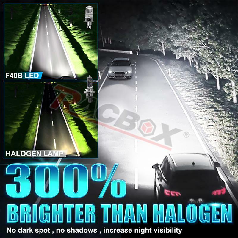 F40B LED Mini H4 Headlight Bulb Projector Lens 80W External Head Lamp High Low Beam 6000K Plug&Play Waterproof For Car Moto Part