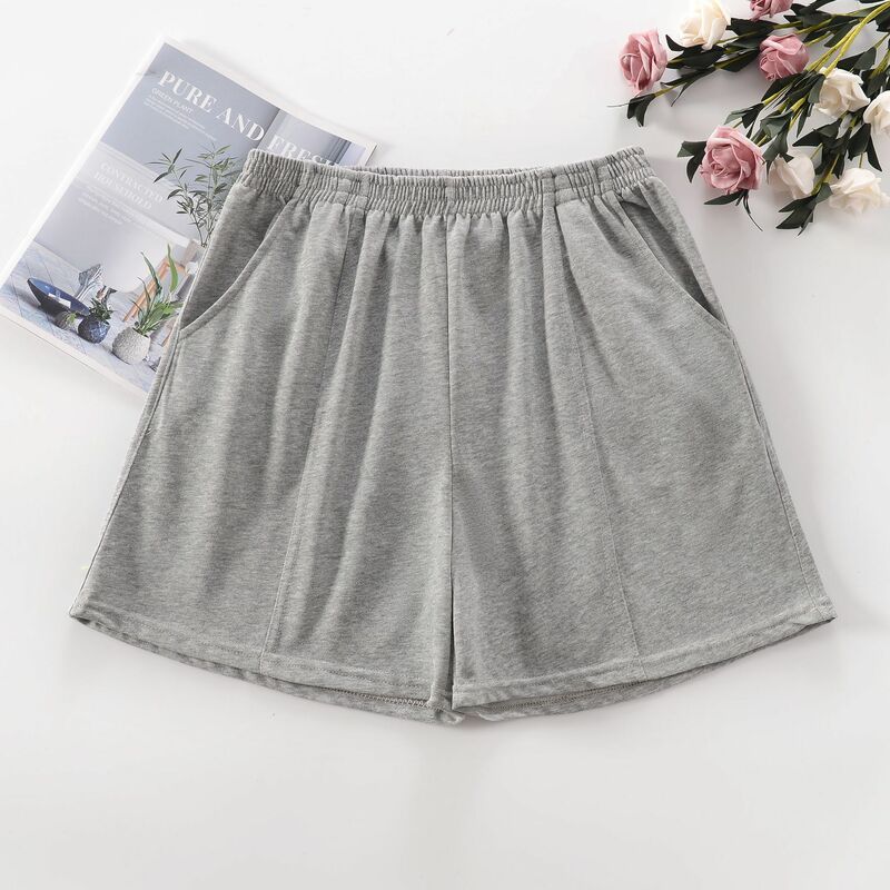 Casual Shorts Women summer Plus size Fitness Short Pants High waist wide Leg pants over the knee Homewear Bottoms solid color al
