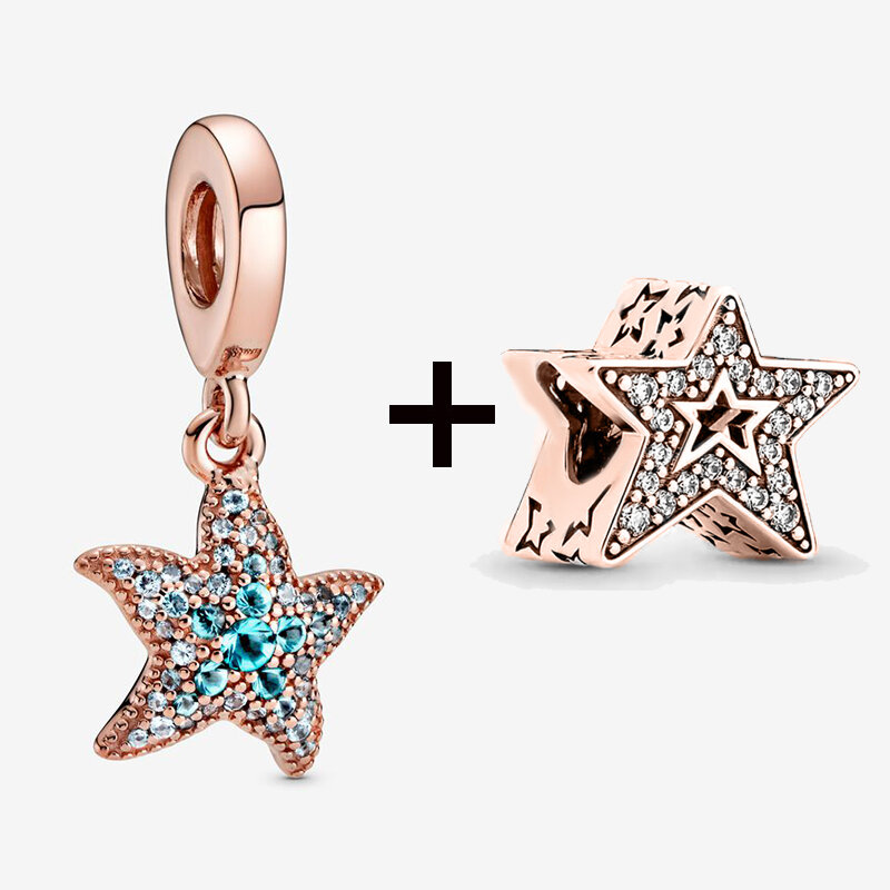 Estrela do mar e contas do oceano com pingentes, encantos estilo verão, pulseiras para mulheres, presente de joias DIY, 2 peças por lote, 2024