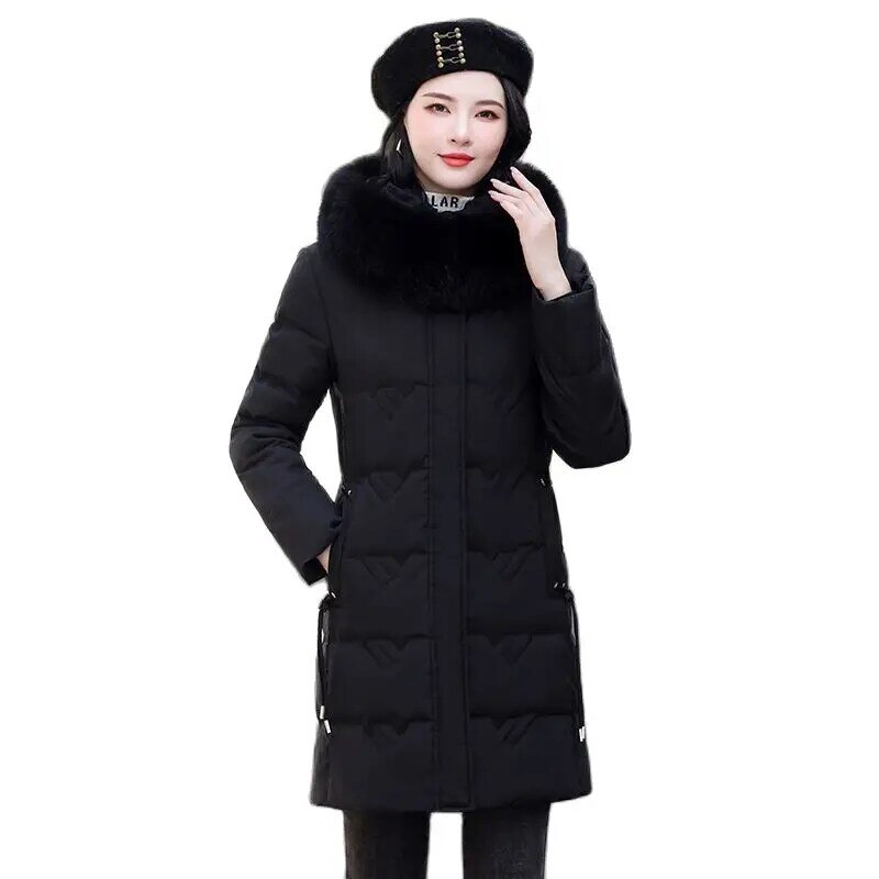 女性のための厚いロングコート,ルーズホワイトダック,暖かいファッション,新しい秋と冬,2022