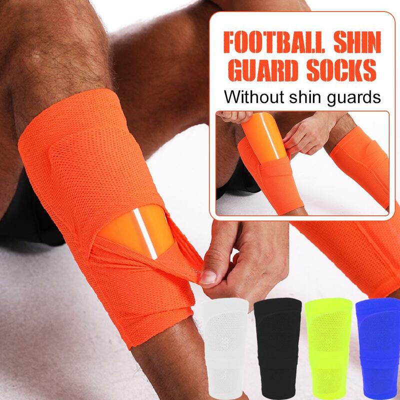 Protège-tibia de football élastique avec poche, protection des jambes, chaussettes d'entraînement confortables, couverture respirante, sport, 1 paire