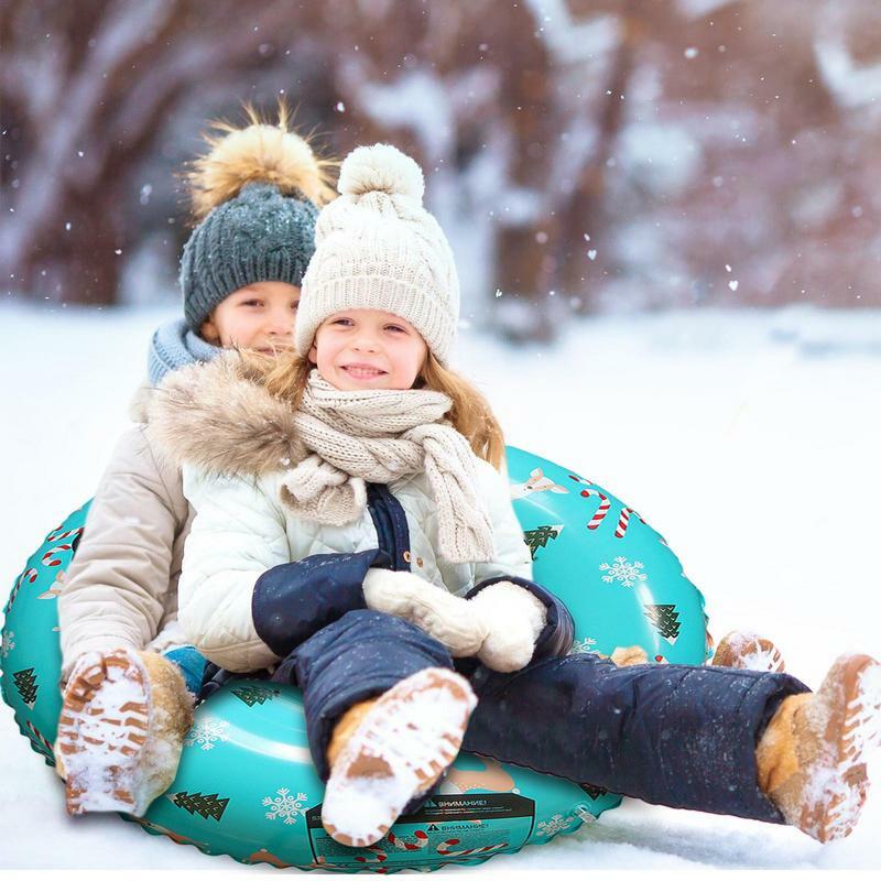 Tubo de trineo inflable para adultos y niños, trineo de nieve con 2 asas, juguetes de invierno al aire libre, patinaje de invierno