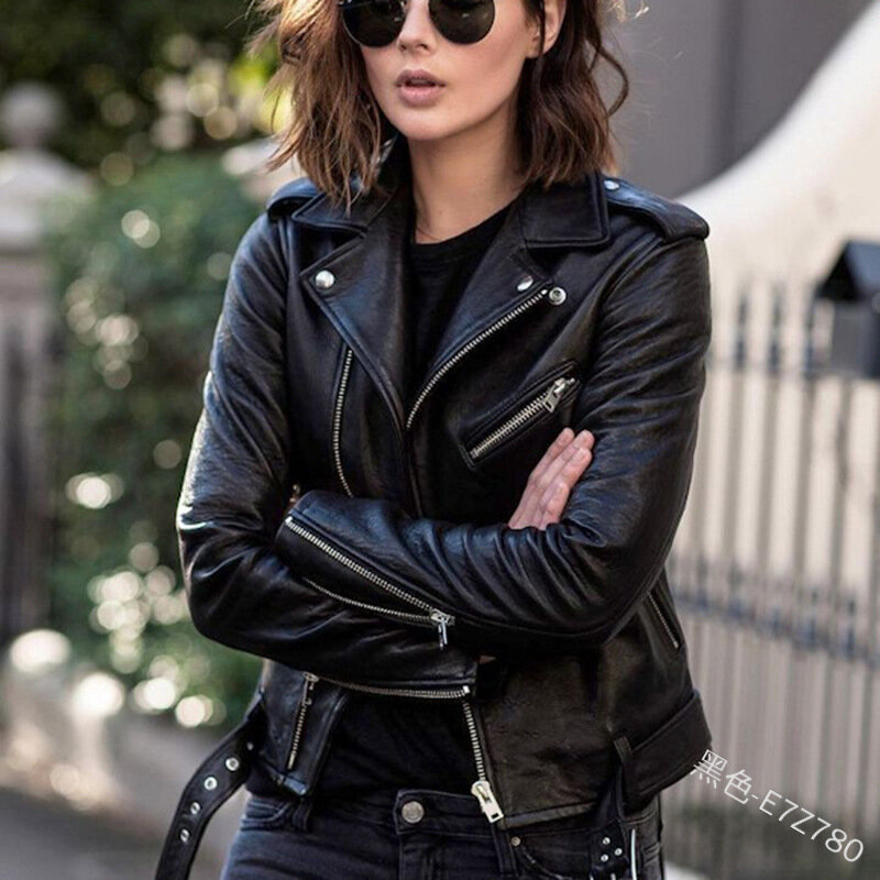 Cappotto da donna Dark Academia 2023 primavera autunno giacca da moto con cerniera giacca corta da donna in ecopelle giacca in pelle rossa nera