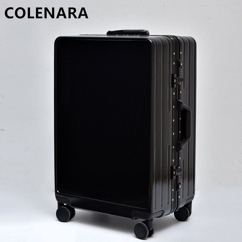 Colenara-男性と女性のための車輪付きのアルミフレームスーツケース,荷物,名刺,20インチ,24インチ,26インチ,abs,pc