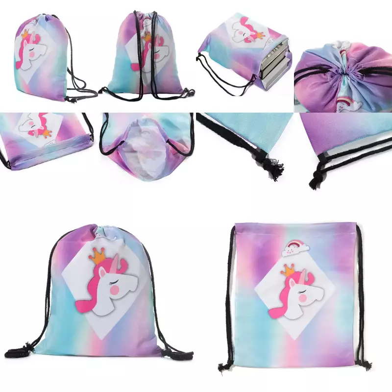 Bolsa Eco sapato portátil para mulheres, bolso com cordão, linda flor e estampa de plantas, mochila escolar de alta qualidade, logotipo personalizado, presente