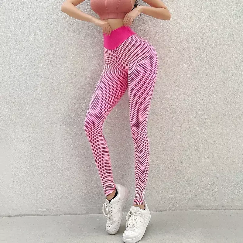 Europe and the United States Ins Seamless Knitted Honeycomb Yoga Pants Peach Hip Sexy Hip Hip Pants Quick-drying Exercise Pants