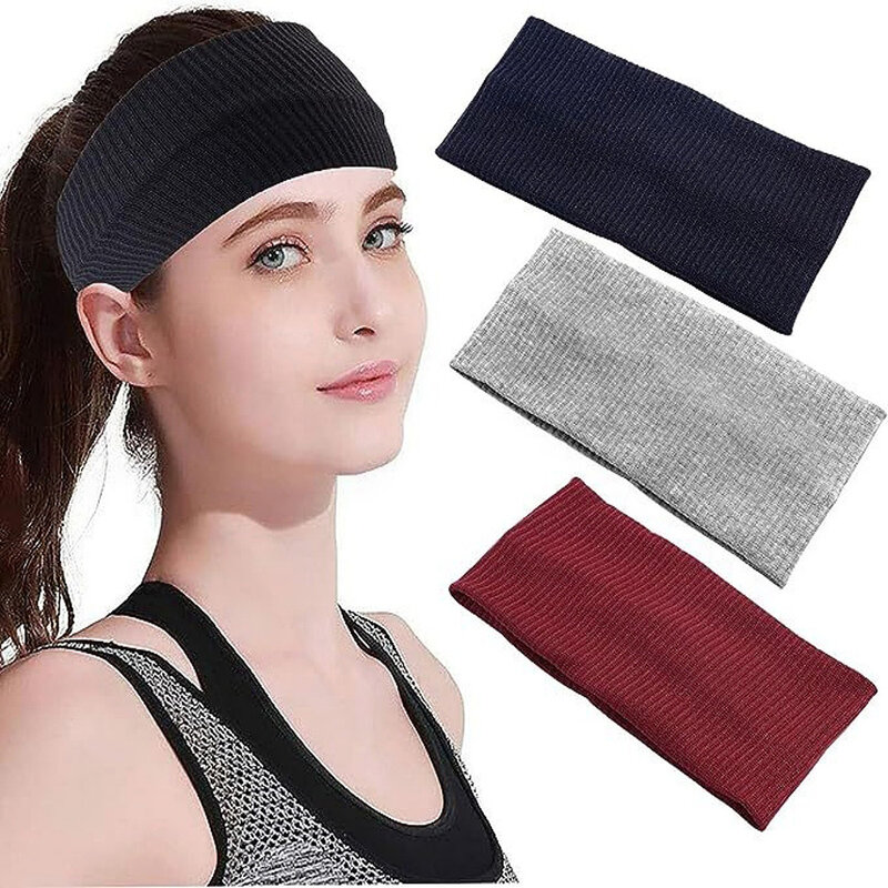 2024 Fashion Solid Knitted Hair Bands Women Solid Color Wide Elastic Headband Sport Yoga Hairband Soft Wash Face Makeup Headwrap