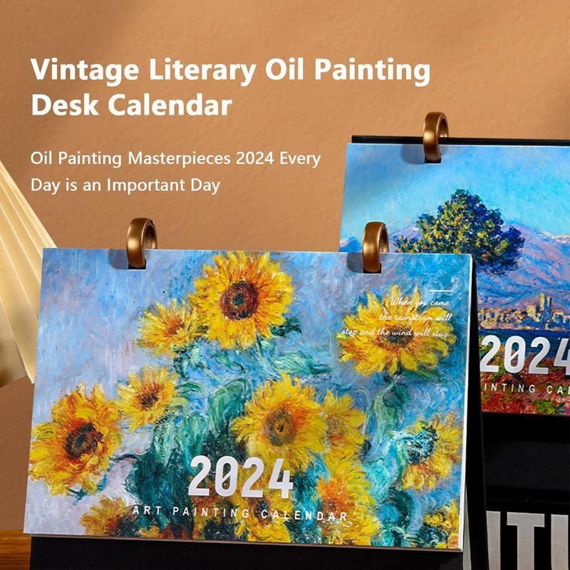 Calendario decorativo de pintura al óleo, calendario de horario para pared, decoración artística para pared, hogar, dormitorio escolar, aula, Oficina