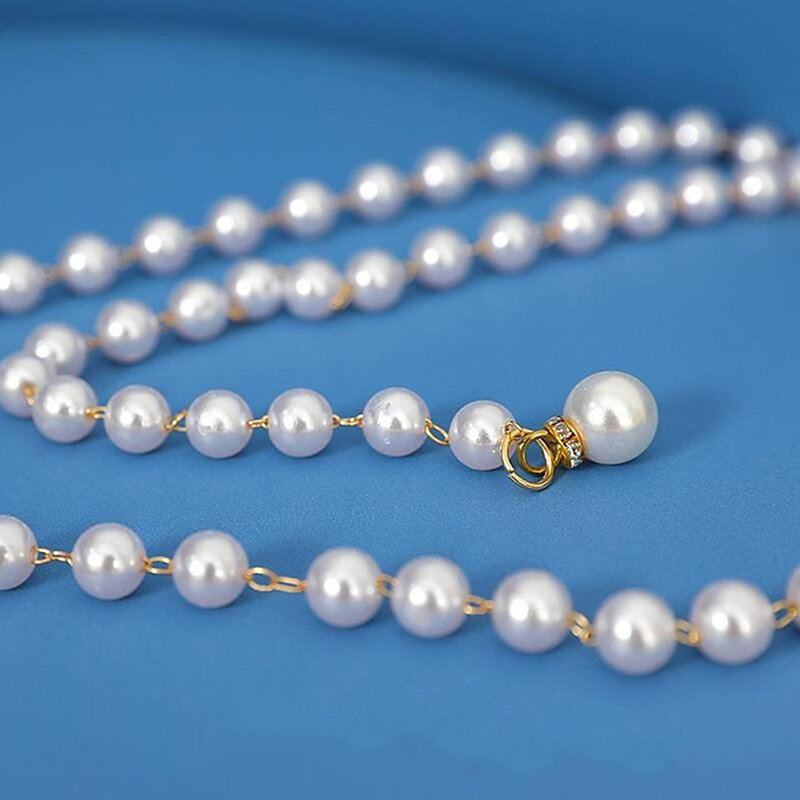 Damski modne paski luksusowy projektant pasek z perłą w talii biały łańcuszek z perłą pasową dla kobiet
