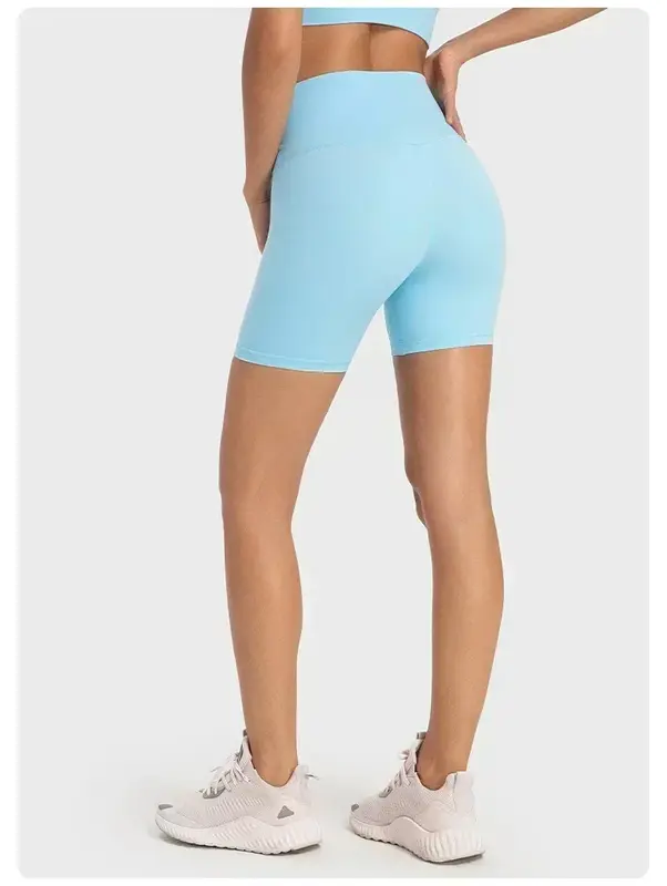 Lemon Women Sports High Waist Skinny Shorts 6" Breathable Quick Dry Running Fitness Workout Yoga Pants Cycling Short Pants