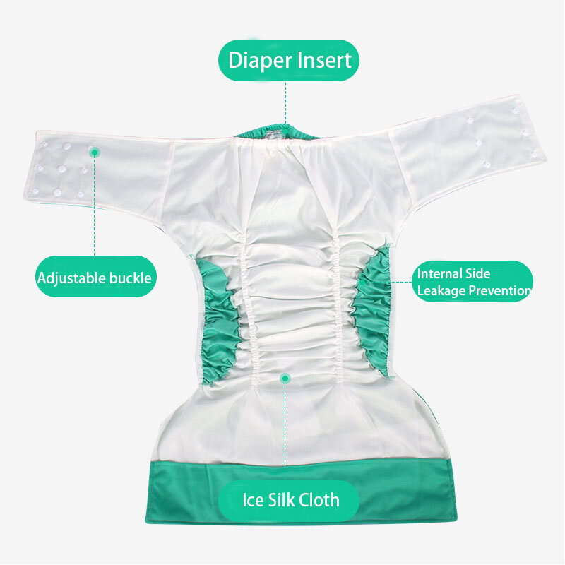 Plus Size lodowy jedwab pieluchy dla dorosłych nadające się do prania pieluchy wielokrotnego użytku spodnie pieluchy dla dorosłych dojrzałych spodnie dla osób nietrzymających moczu