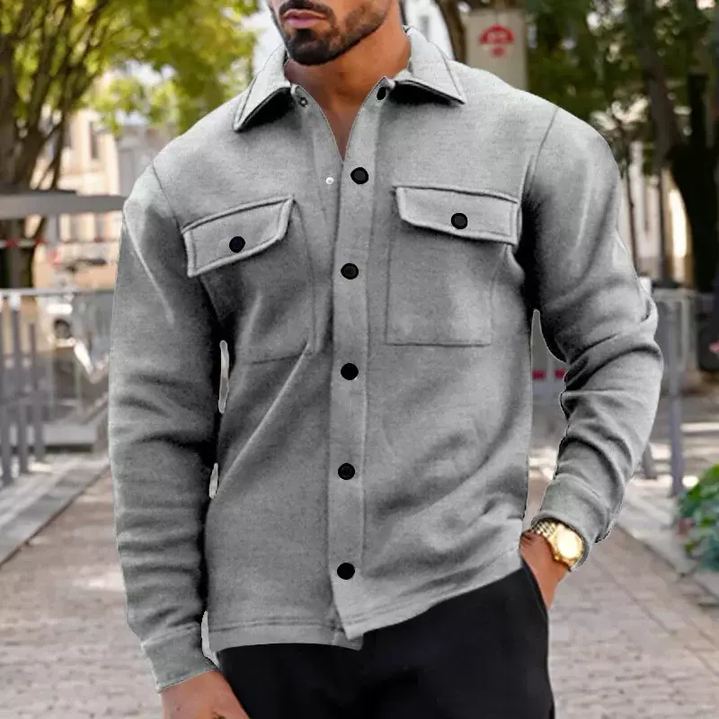 2024 primavera moda Cargo cappotti uomo tinta unita manica lunga abiti Casual larghi Streetwear giacca da uomo Vintage con bottoni