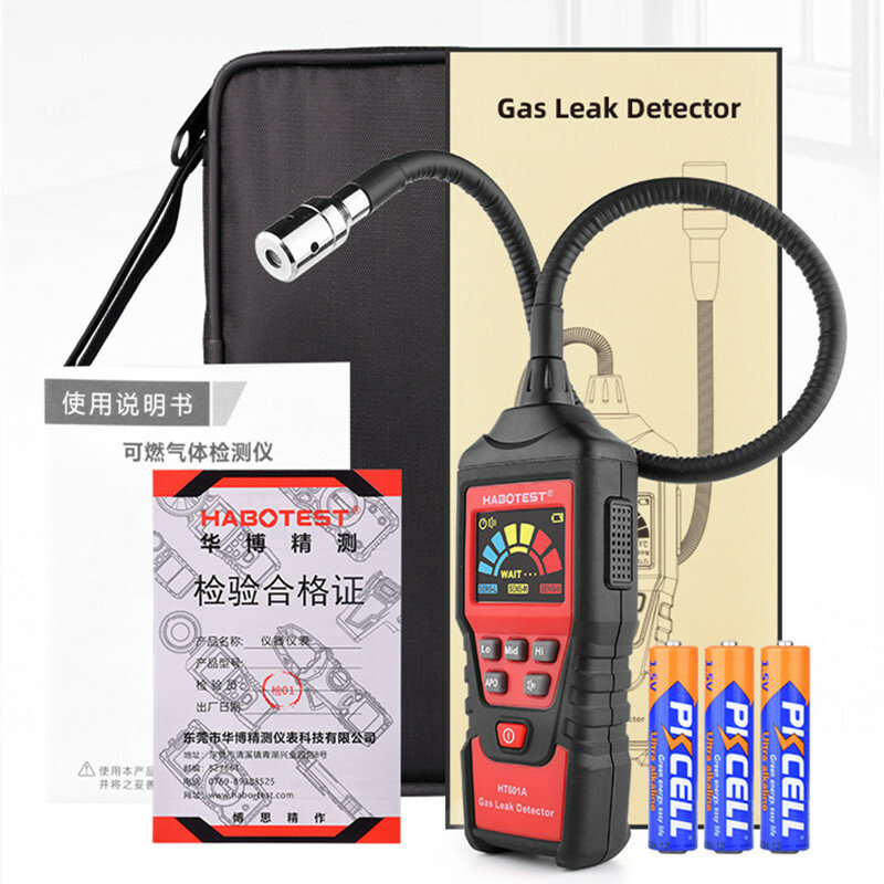Habotest ht601a ht601b detector de vazamento de gás inflamável localização de vazamento de gás natural determinar medidor analisador som alarme