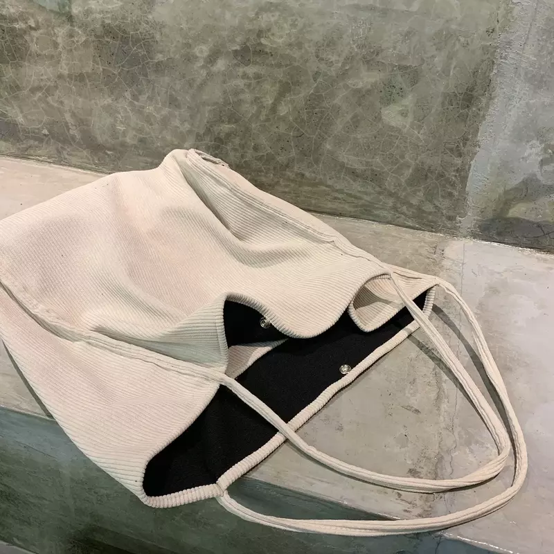 Mj02 große Cord Schulter Shopper Tasche für Frauen 2023 Baumwoll tuch Mode Canvas Tote Handtaschen Reisetaschen