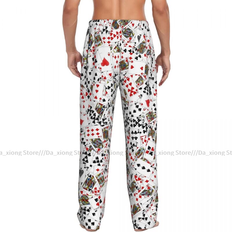 Men's Casual Pajama Sleeping Pants Poker Cards Lounge Loose Trousers Comfortable Nightwear