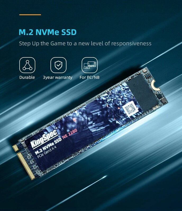KingSpec- Disco Duro Interno M.2 SSD para Portátil, Dispositivo de Almacenamiento con Capacidad de 120, 256, 512 GB, 1 y 2 TB, NVMe Pcie, MSI