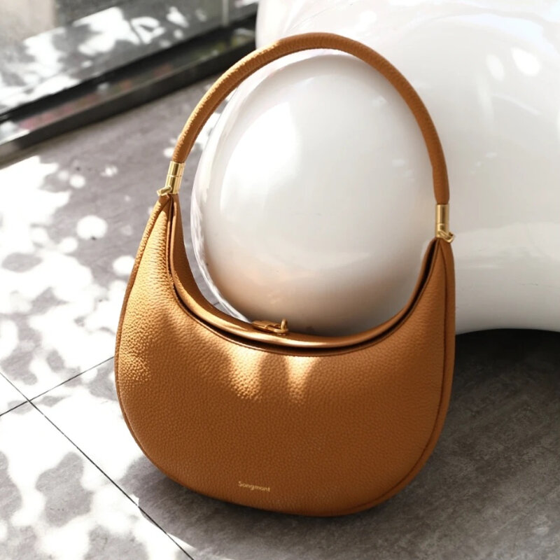 오리지널 Songmont 하프 문 백, 중형, 새로운 개성 디자인, 레저 통근 가방, 패션 숄더 겨드랑이 핸드백