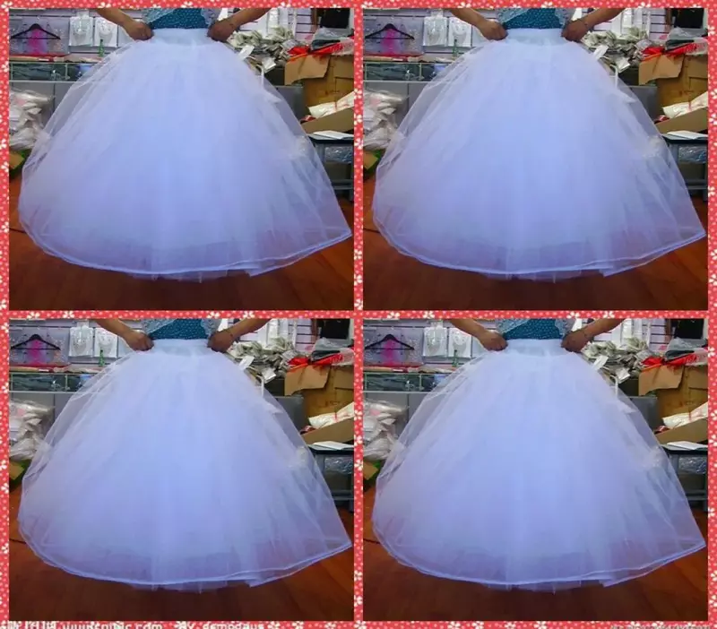 Mais barato em estoque Ball Gown No Hoops Crinoline Bridal Organza Petticoats para Wedding Dress Wedding Skirt Acessórios Slip Six