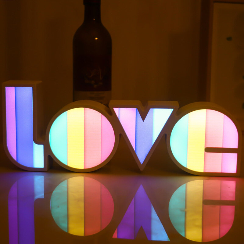 50 pçs led amor colorido luz da noite usb bateria operado lâmpada de néon atmosfera quarto relaxante decoração casamento iluminação presente