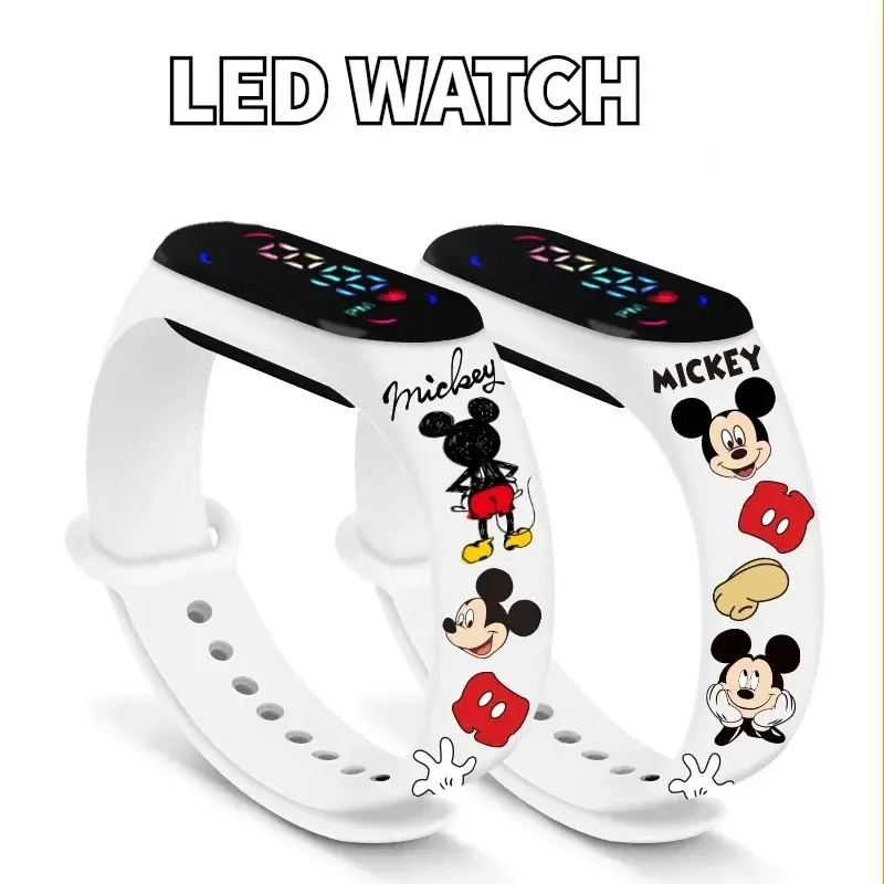 Disney-Reloj de pulsera con figura de Anime para niños, cronógrafo electrónico de dibujos animados, Mickey, Minnie, Spiderman, regalo para estudiantes