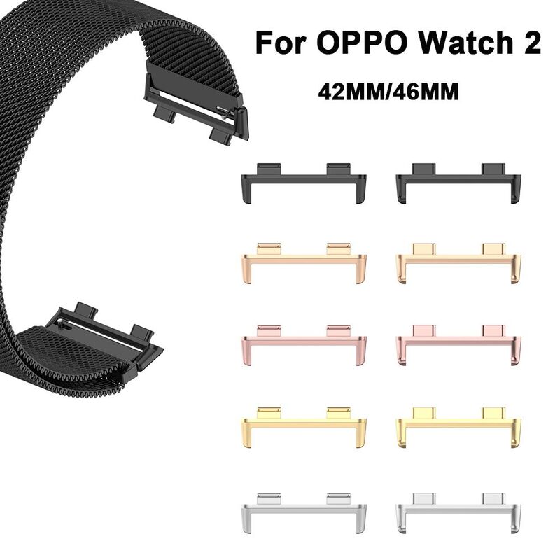 2 stücke metall armband stecker edelstahl smart watch adapter 42mm 46mm armband zubehör für oppo uhr 2