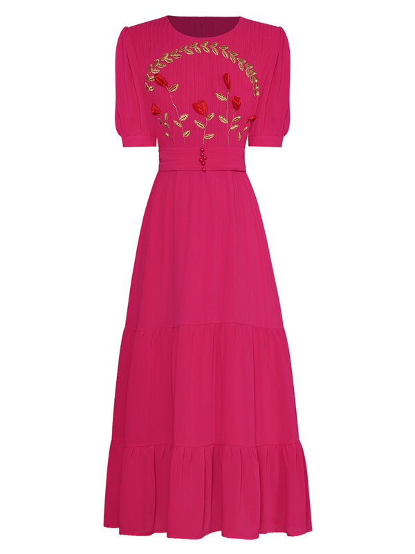 女性のための半袖の刺繍が施されたモダンなオフィスドレス,トレンディなデザイナー,夏