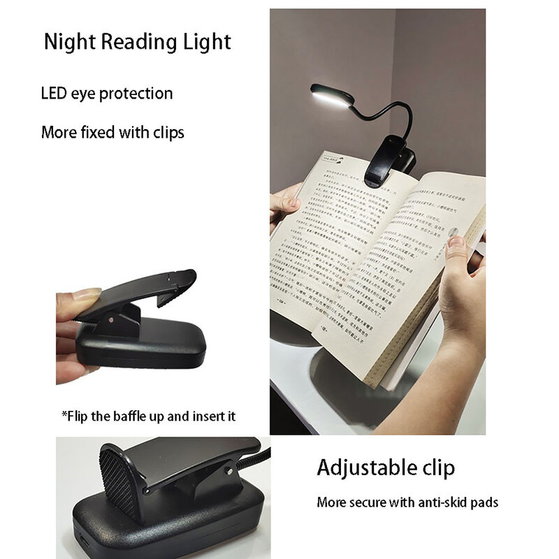 Led خرطوم كليب القراءة ضوء USB قابلة للشحن أضواء ليلية مصابيح طاولة ليلة الإضاءة مصباح القراءة العين حماية كليب مكتب مصابيح