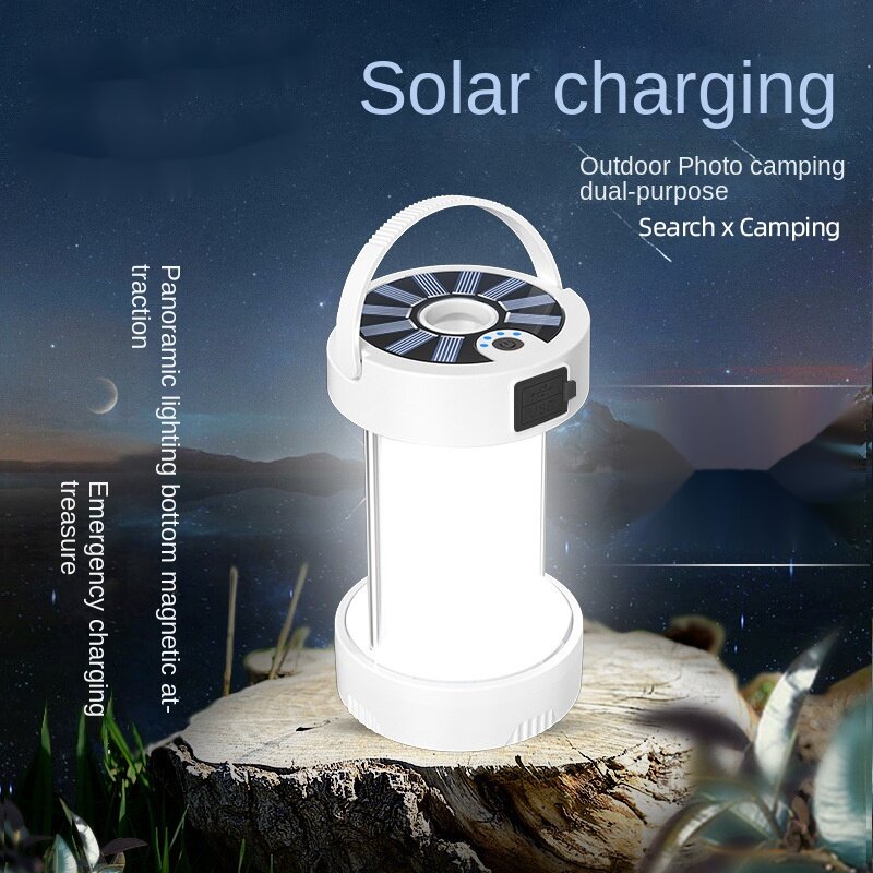 Multifunctional Outdoor Camping Lantern, Type-C Emergency Light, Solar Charging, LED Strong Light, Tent Lamp, New