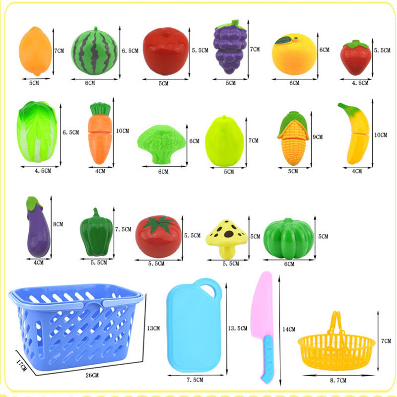 23 шт./набор, пластиковые игрушки для фруктов и овощей