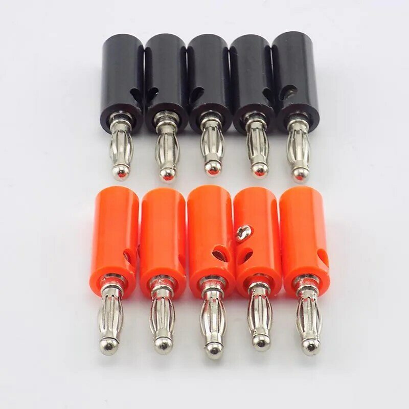 1/10pcs 4mm Banana Plate Plugs Connectors Red and Black Solderless For Audio Speaker Video Musical DIY Connector