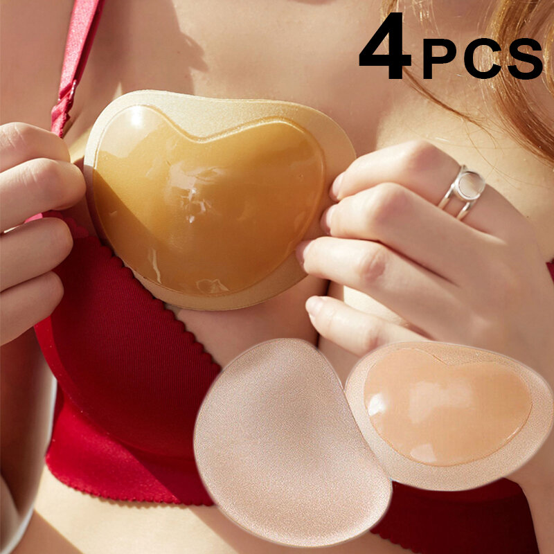 4 pezzi donne seno Push Up Pad reggiseno coppa reggiseno in Silicone più spesso inserto Pad copricapezzoli adesivi Patch Bikini inserti per costume da bagno