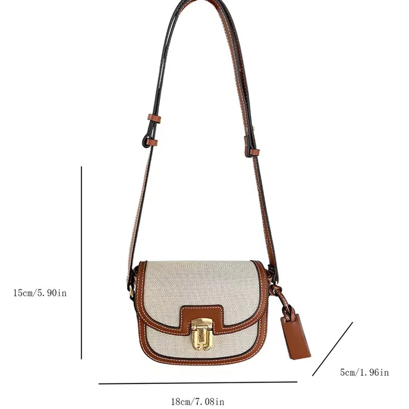 レトロなワンショルダークロスボディサドルバッグ,小さなスタイルのキャンバスマイクロバッグ,対照的なパネル,高級デザイナー,女性の財布,新しい2023