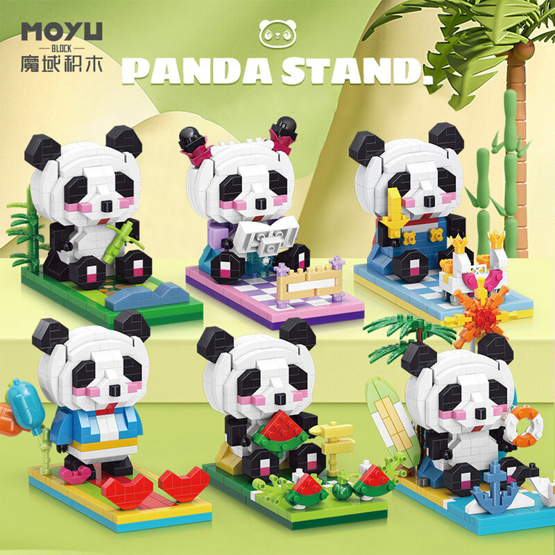 Bloques de construcción de Panda para niños, soporte creativo para teléfono, Mini bloques ensamblados, figura de Panda, juguete para niños, regalos de navidad