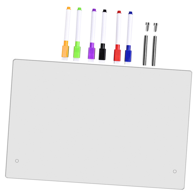 Transparente Acrílico Desktop Whiteboard com Caneta, Clear Dry Erase Board, Standing Memo, calendários, Home Message, Office Writing