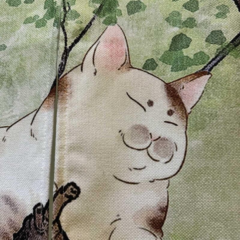 Ofat 가정용 중국 고양이 시리즈 2 문짝 커튼, 일본 노렌 문짝 커튼, 방 칸막이, 주방 장식, 걸이식 커튼